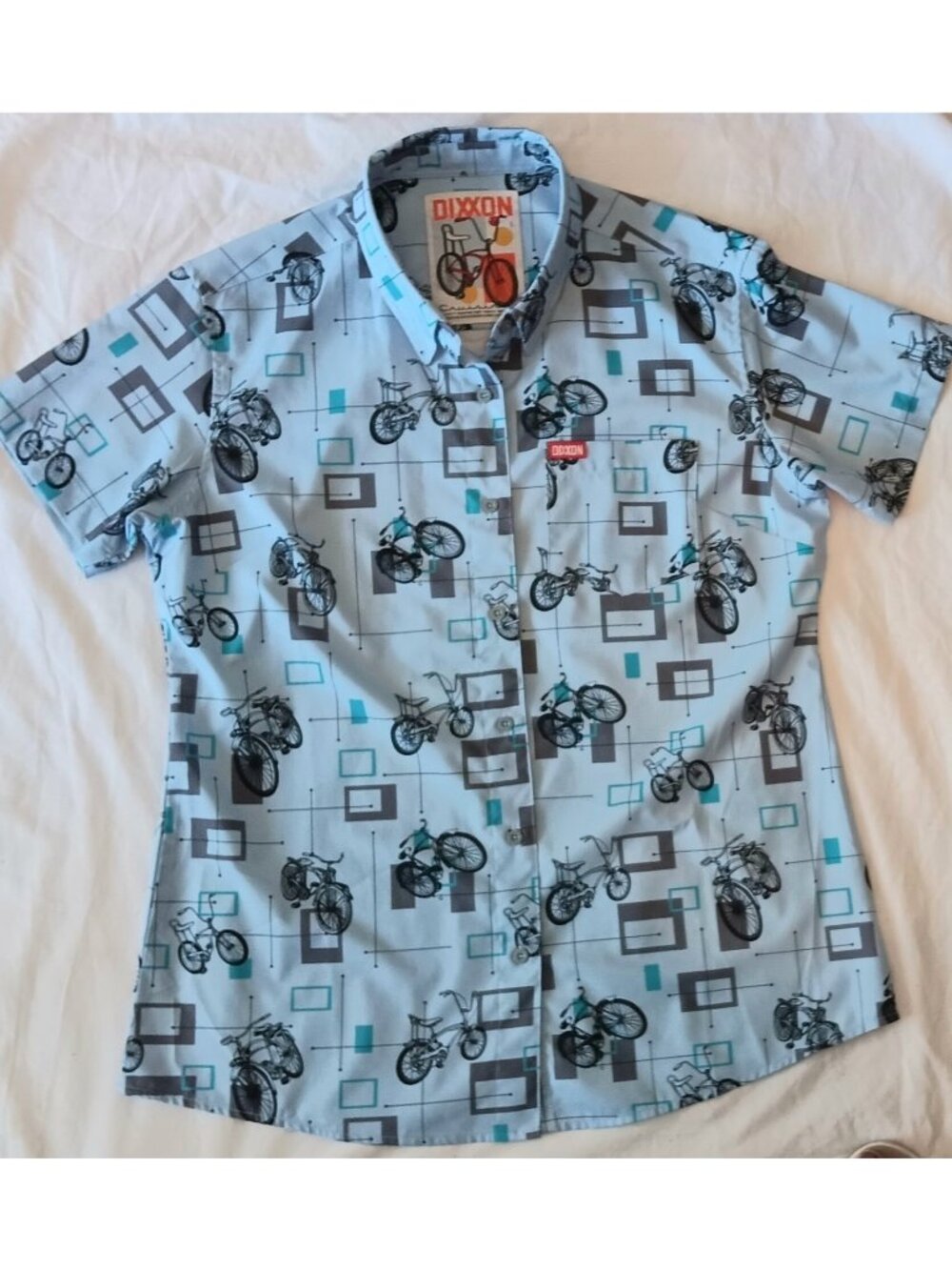 Dixxon Party Wear Vtg Bicycles Button Up Shirt Summer Novelty Funky Retro